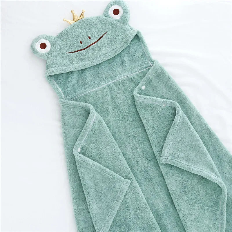 Baby Cartoon Animal Coral Fleece Bathrobe Cover Blanket Baby Blanket Soft and Comfortable Absorbent Bath Towel Blanket