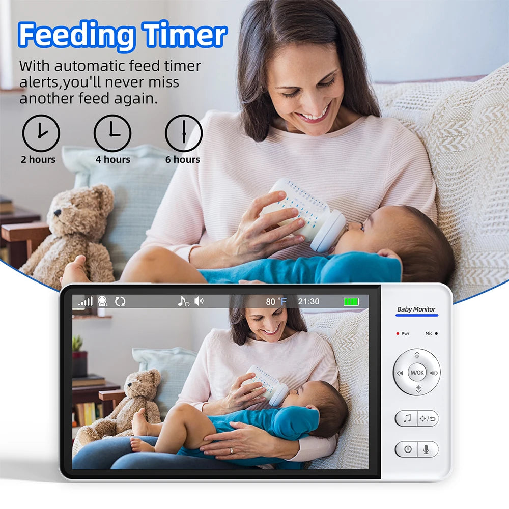 7 Inch Wireless Baby Monitor 5000Mah Battery No Wifi 4X Zoom Kids Protection Surveillance Video Camera 2 Way Audio Night Vision