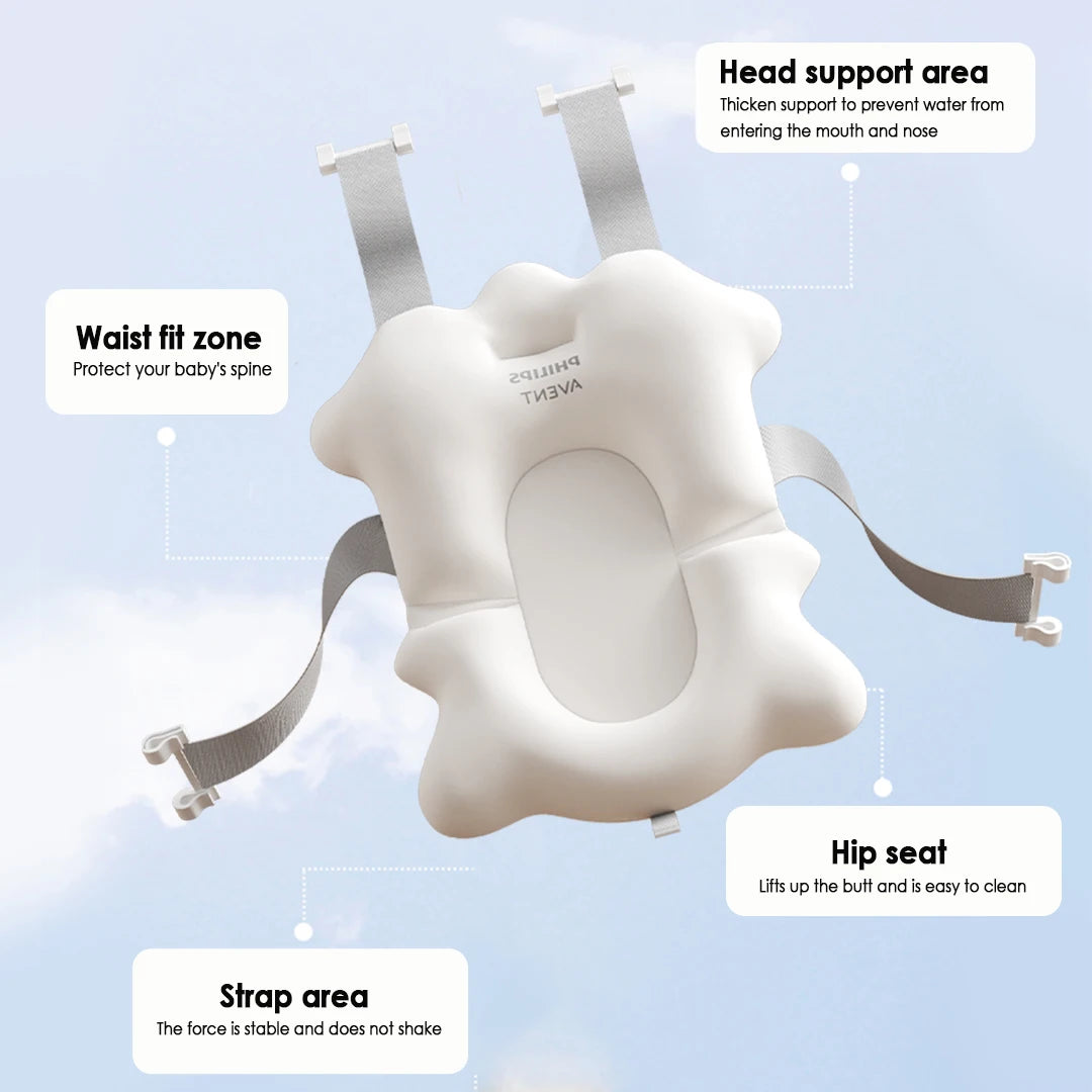 AVENT Baby Bath Seat Mat Infant Anti-Slip Soft Comfort Body Cushion Foldable Bath Tubpad Chair Newborn Bathtub Pillow