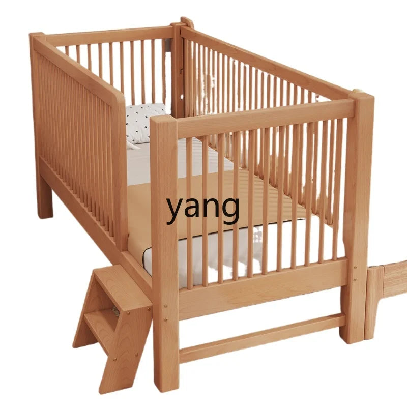 CX Beech Lifting Stitching Bed Height Fence Height Adjustable Baby Single Bed