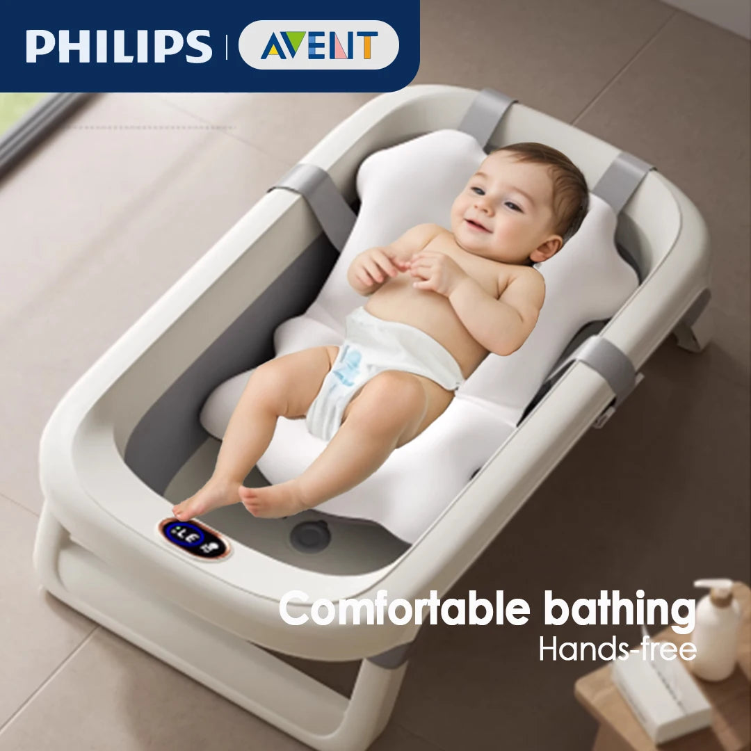 AVENT Baby Bath Seat Mat Infant Anti-Slip Soft Comfort Body Cushion Foldable Bath Tubpad Chair Newborn Bathtub Pillow