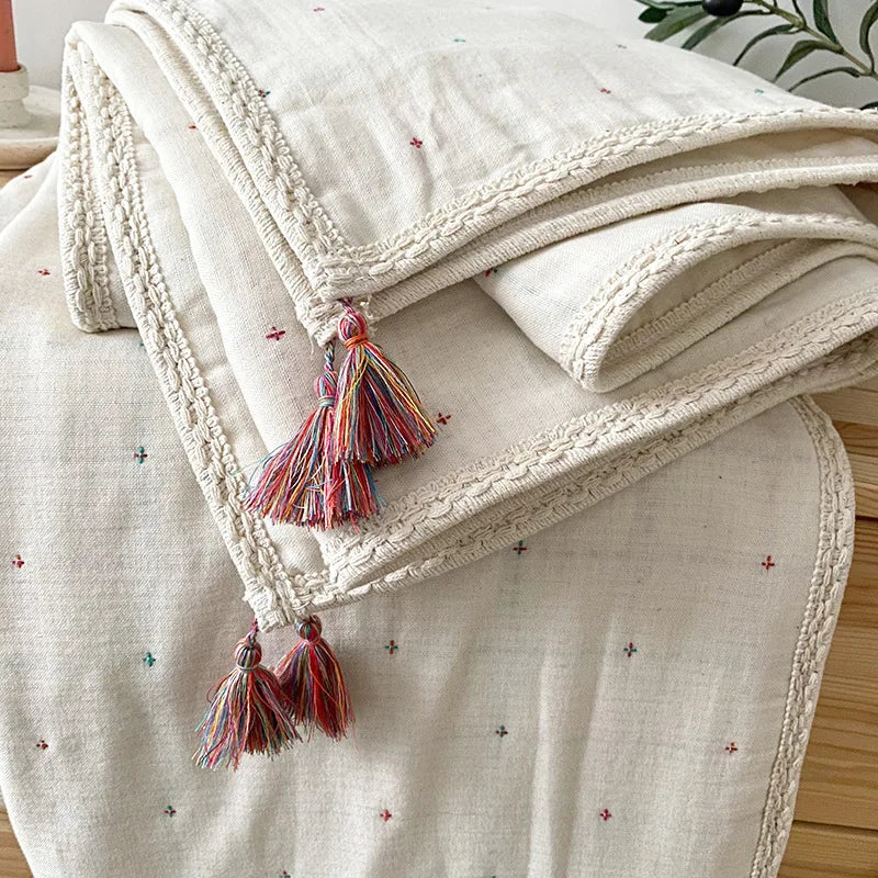 6-Layer Organic Cotton Baby Blanket Stroller Kids Children Bedding Newborn Babies Accessories Bohemian Blankets Baby Bed Linen