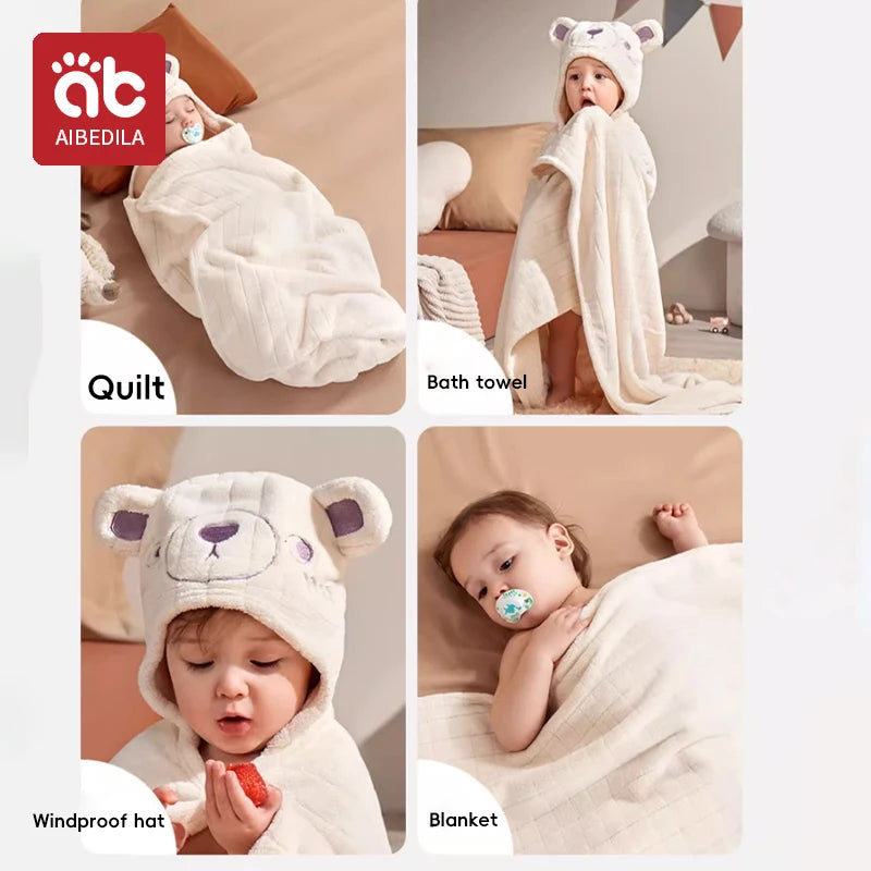 Cute Animal Baby Bath Towel Cartoon Rabbit Dinosaur Infant Towels Blanket with Hood Newborn Bath Wipe Baby Beach Towels