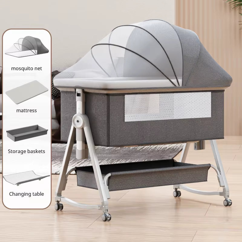 Upgrade Rocking Baby Bassinet,Baby Cribs,Newborn Co-Sleeper,Infant beside Sleeper,Unisex Baby Bed Cribs