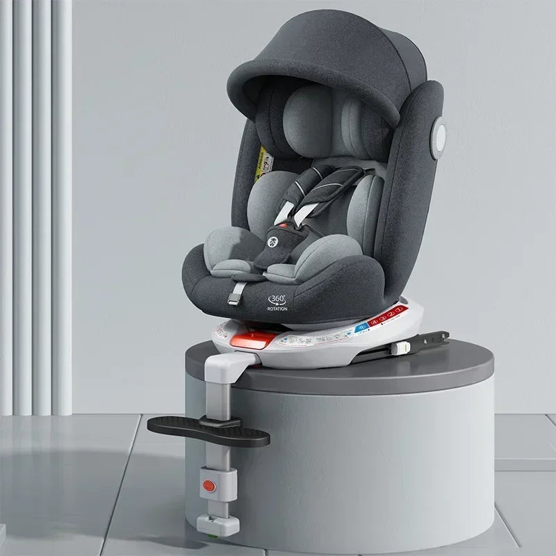 Child Safety Car Seat with Support 360° Rotatable Safety Seat ISOFIX Steel Interface Suitable for Children Aged 0-12