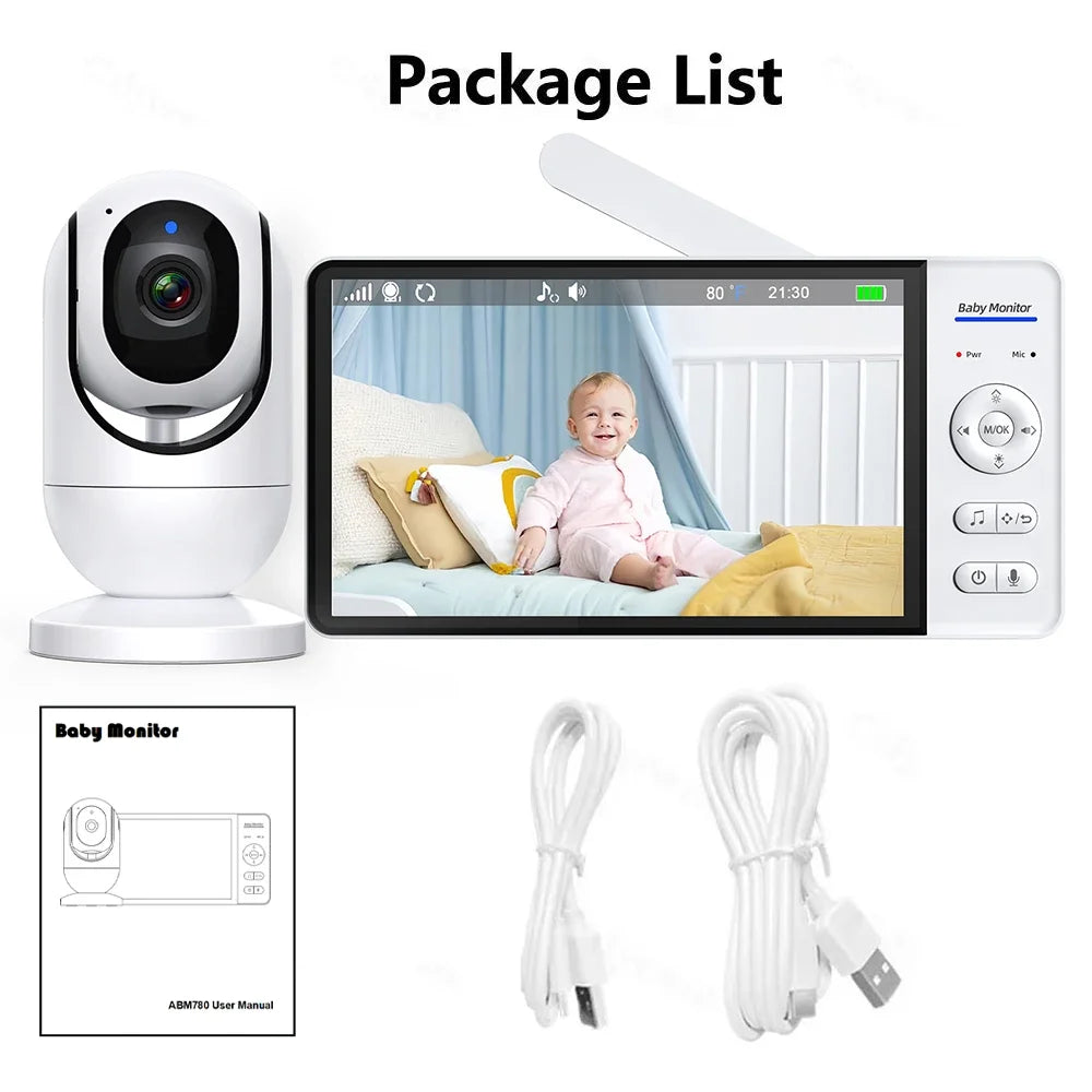7 Inch Wireless Baby Monitor 5000Mah Battery No Wifi 4X Zoom Kids Protection Surveillance Video Camera 2 Way Audio Night Vision