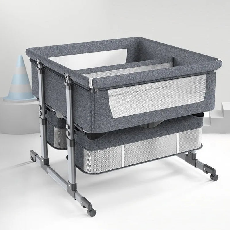 Twins Crib Cradle Crib Bedside Bed Mobile Crib Sleeping Basket Baby Bed Newborn Double Bed Splicing Queen Bed Height Adjustable