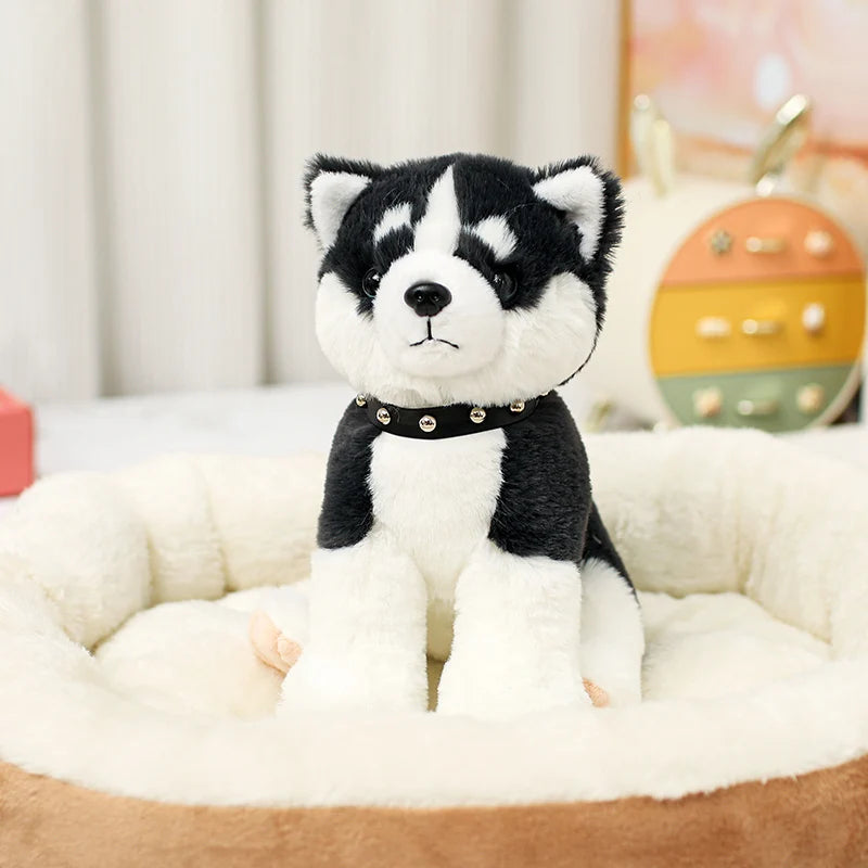 23CM Simulation Puppy Dog Plush Toys Soft Stuffed Animal Doll Cute Sitting Schnauzer Shar Pei Bulldog Husky Peluche Toys Gifts