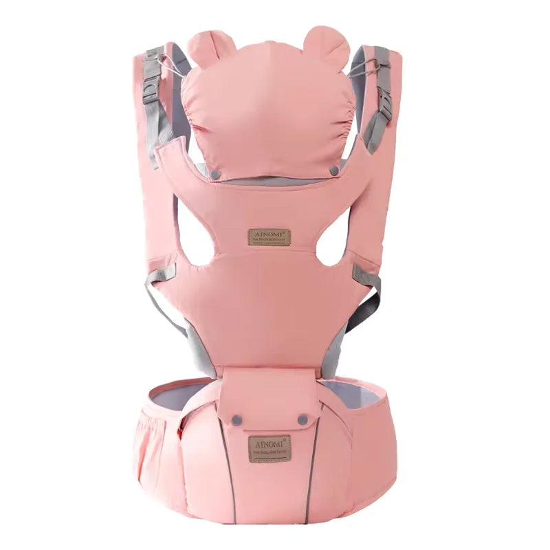 3 in 1 Baby Hipseat Carrier Backpack Straps for Infant Toddler 0-36M Ergonomic with Windproof Hat for Winter Luminous Strips