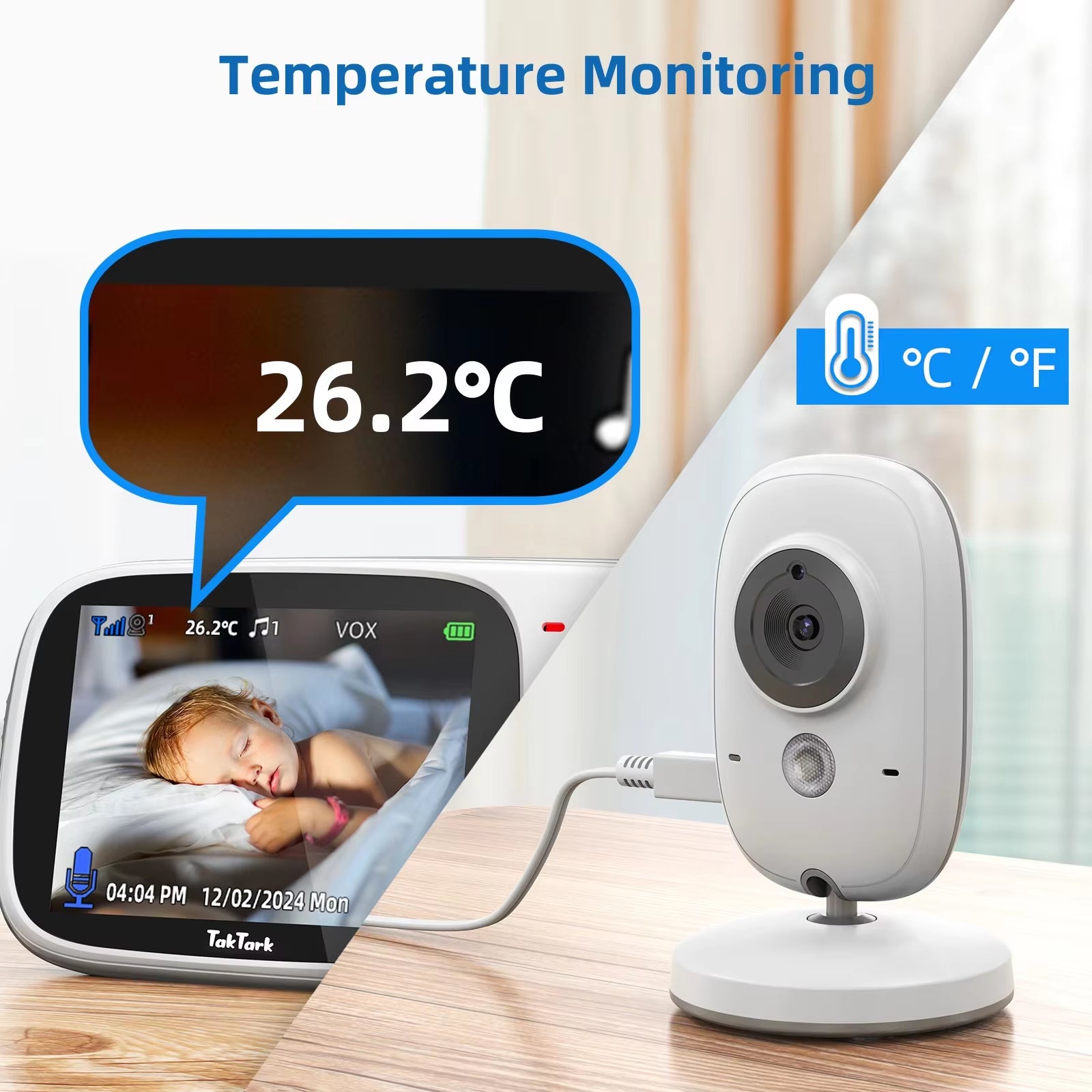 3.2 Inch Wireless Video Baby Monitor Auto Night Vision Two-Way Intercom Temperature Monitoring Surveillance Camera Nanny