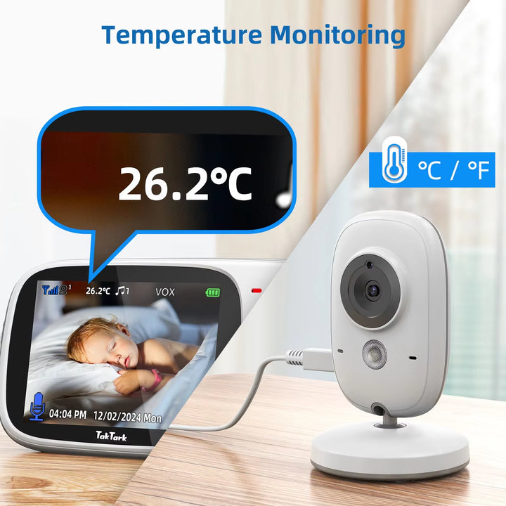 3.2 Inch Wireless Video Baby Monitor Auto Night Vision Two-Way Intercom Temperature Monitoring Surveillance Camera Nanny