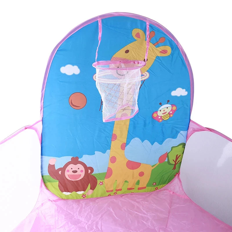 1.2M Hexagon Foldable Baby Playpen Indoor Baby Safety Fence Cute Kids Playground Baby Activity Fence with Basket Hoop