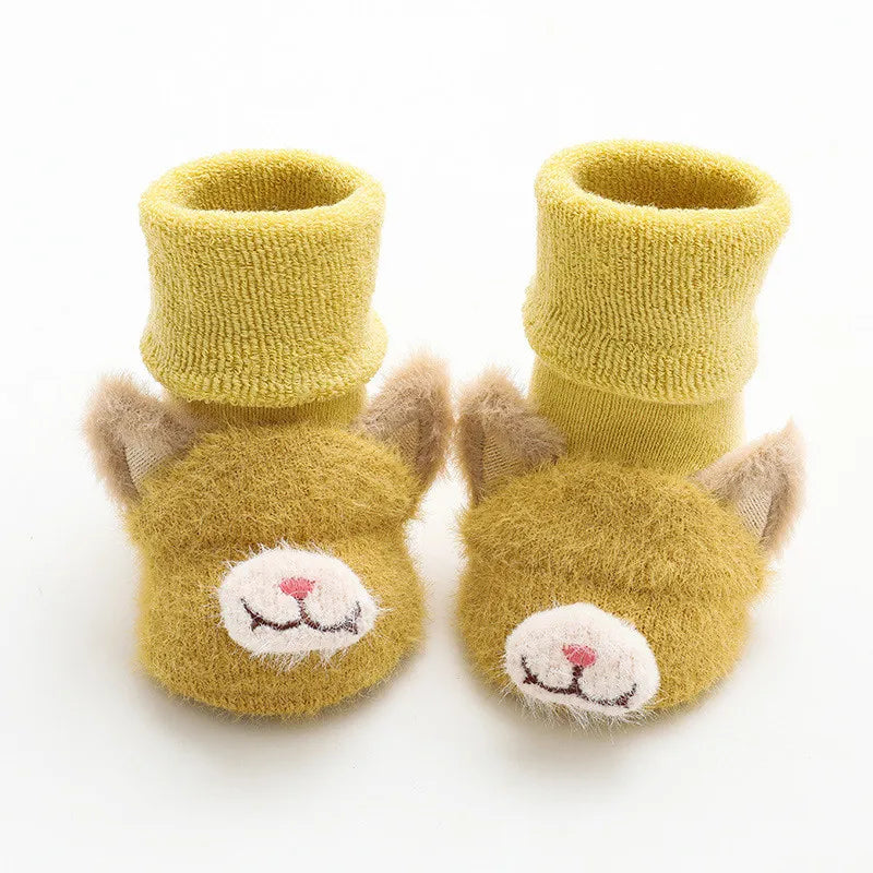 Newborn Baby Girl Boy Socks anti Slip Cute Soft Cartoon Winter Thick Warm Terry Infant Socks for Baby Girls Boys 0-3Year