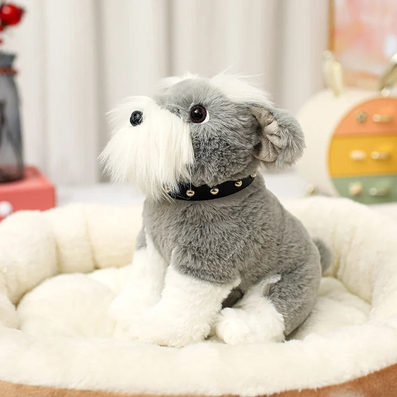 23CM Simulation Puppy Dog Plush Toys Soft Stuffed Animal Doll Cute Sitting Schnauzer Shar Pei Bulldog Husky Peluche Toys Gifts