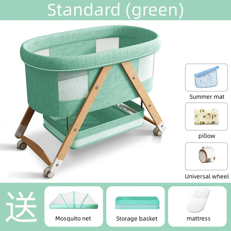 Multifunctional Wooden Baby Bed Foldable Mobile Baby Bassinet Baby Shaker Bb Adjustable Rollaway Bed
