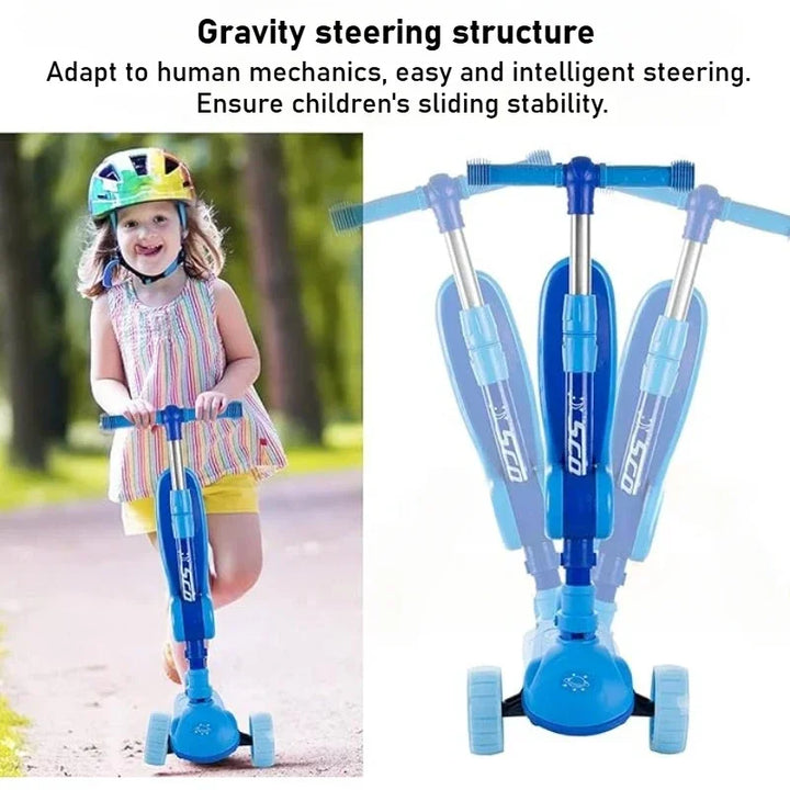 2-In-1 Kids Kick Scooter with LED Lighted Wheels Adjustable Height Wide Deck 3 Wheel Scooter Sit/Stand Child Toddler Outdoor Toy