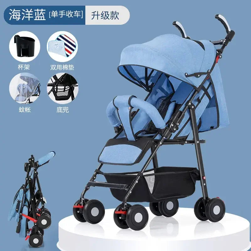 Baby Strollers Are Portable and Foldable, Simple Strollers Can Sit, Lie Down, Go Out, and Fold