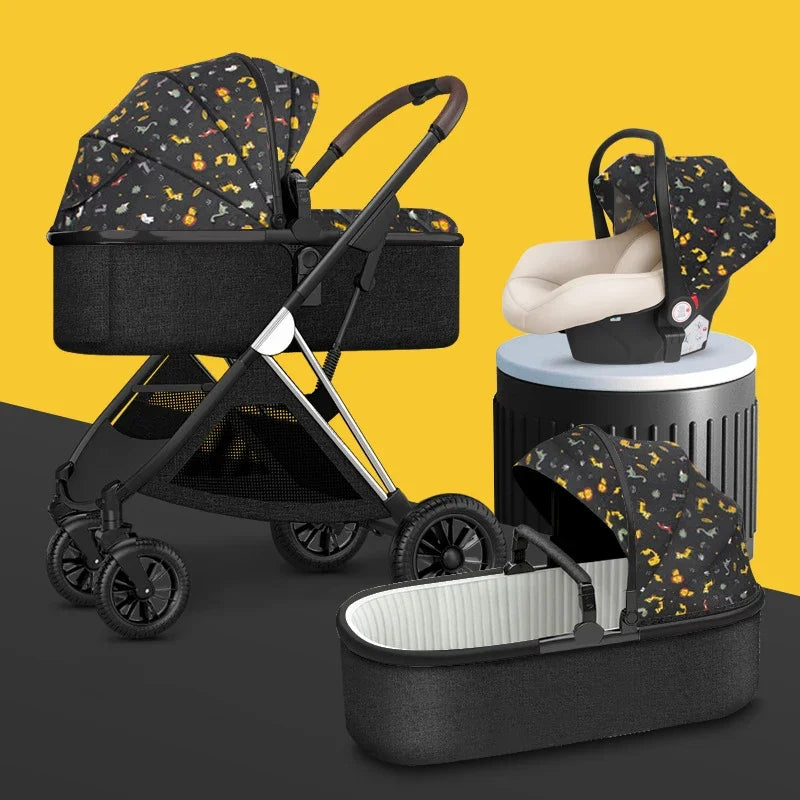 Baby Stroller 3 In1 Baby Cariage Travel Stroller Baby Strollers Car Seat Newbron Pram Travel Folding Stroller High Landscape