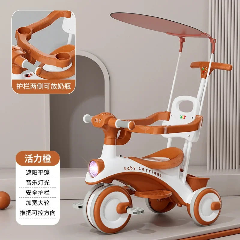 Wooden Walking Cart for Toddlers Three Wheeled Bicycle 1-Year-Old Baby Toy Cart Can Be Used for Sitting Baby Sliding