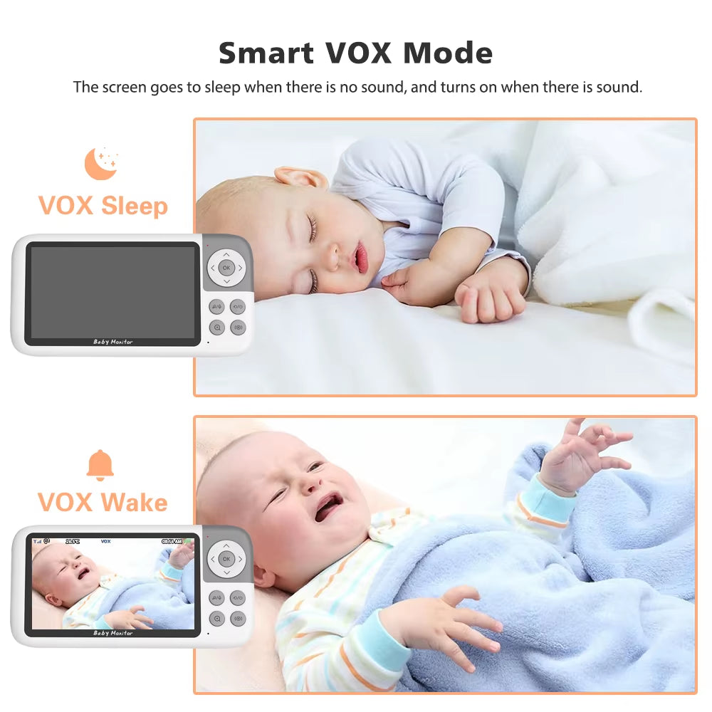 5'' Video Baby Monitor Camera 720P 3X Digital Zoom Two Way Audio Auto Night Vision 300M Transmission Security Camera
