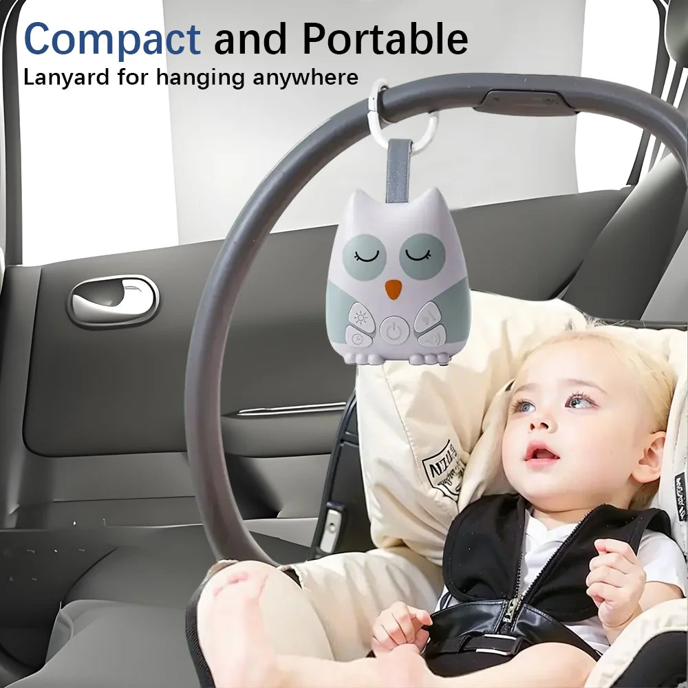 Portable Owl White Noise Machine for Baby 15 Soothing Natural Sound Infant Toddler Soother Comfortable Sleep Aid Travel-Friendly
