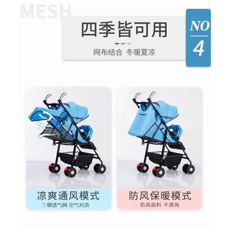 Baby Strollers Are Portable and Foldable, Simple Strollers Can Sit, Lie Down, Go Out, and Fold