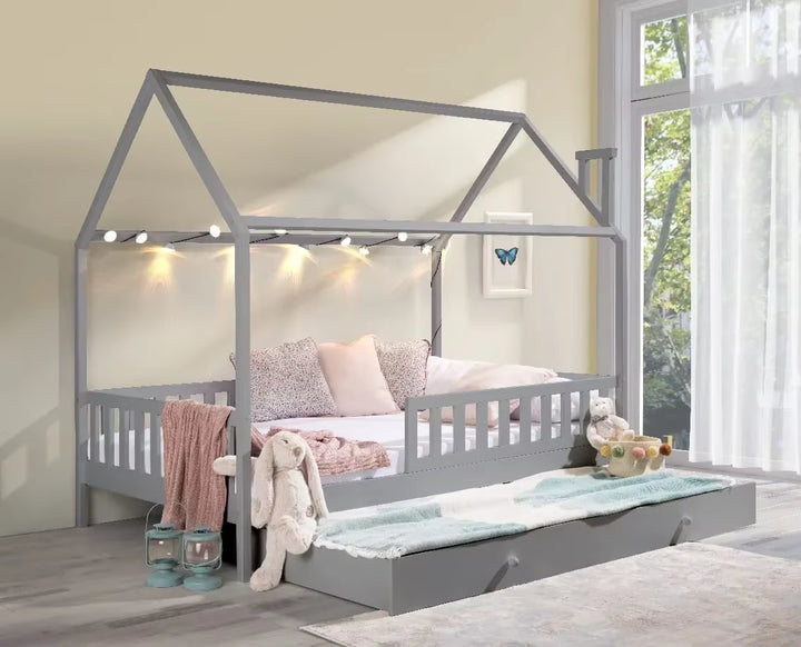 Hot Sale Kids House Bed Girls Kids Montessori Bed Pull-Out Bed 2 Children