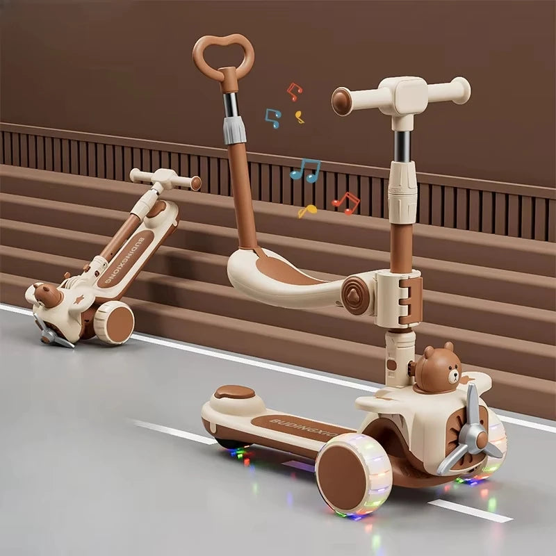 3 in 1 Toddler Scooter Push Scooter for Toddlers with Parent Push Handle Seat Outdoor Ride on Toys Birthday Gift for Boys Girls