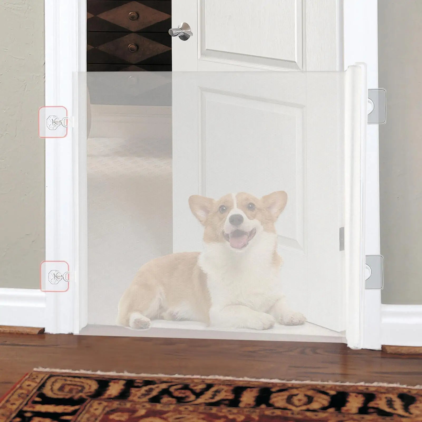 Pet Gate Dog Baby Gate Retractable Fence Adjustable Fence Barrier No Drilling Child Safety Screen for Kids Pets Puppy Cat Indoor