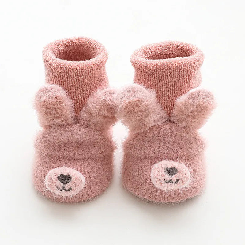 Newborn Baby Girl Boy Socks anti Slip Cute Soft Cartoon Winter Thick Warm Terry Infant Socks for Baby Girls Boys 0-3Year