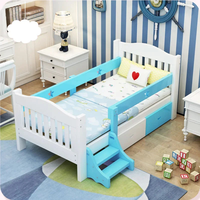 Modern Natural Solid Wood Children Beds Furniture Wood Single Girls Ladder Pink Kids Baby Bed