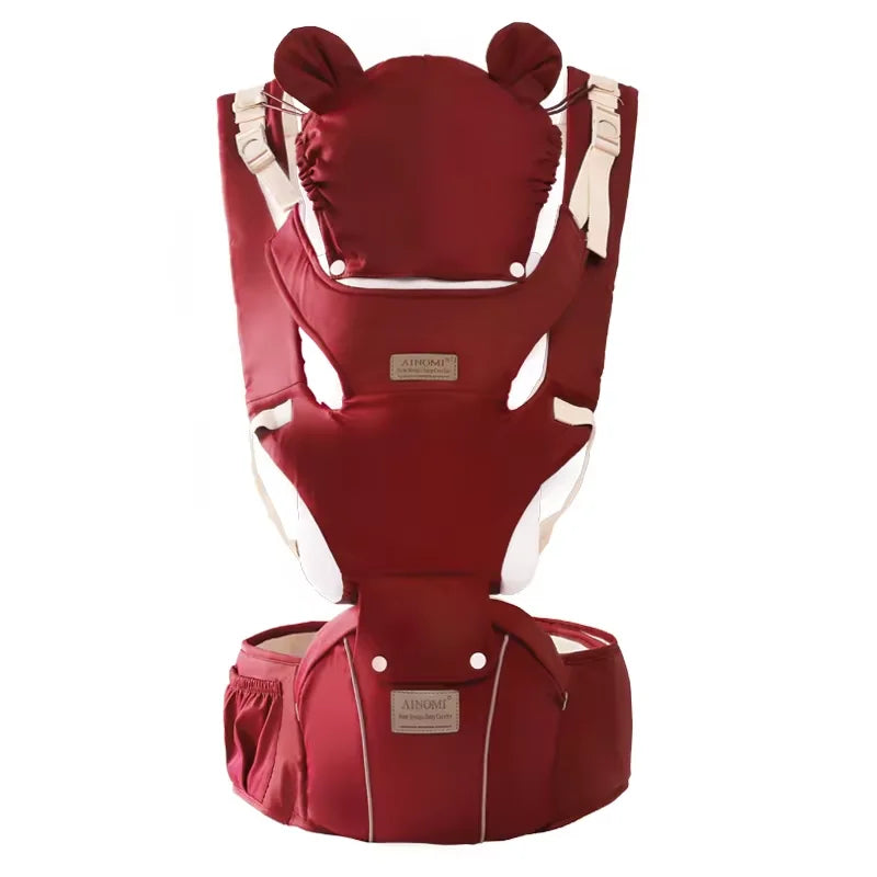 3 in 1 Baby Hipseat Carrier Backpack Straps for Infant Toddler 0-36M Ergonomic with Windproof Hat for Winter Luminous Strips