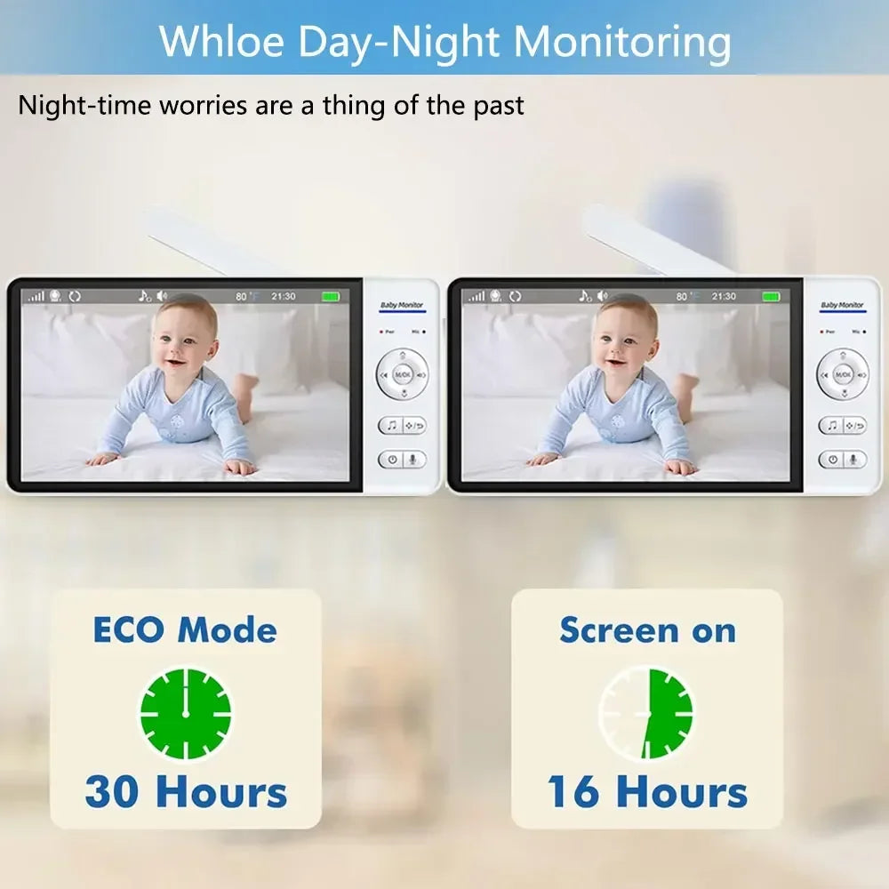 7 Inch Display Screen Video Baby Monitor 5000Mah Battery Home Security Protection IP Camera Mother Kids Wireless Surveillance