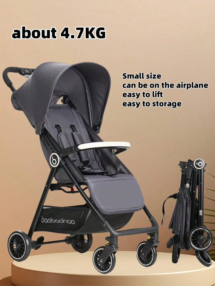 1 Black Lightweight Baby Stroller Weighs Only 4.7Kg Convenient for Airplanes, Trains and Cars, Suitable for Home Use and Busines