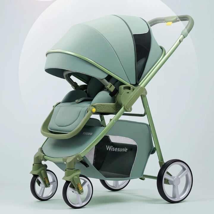 2 in 1 Portable Multifunctional Baby Stroller High Landscape Pram Carriage Basket Baby Carriage Baby Stroller 0 to 3 Years