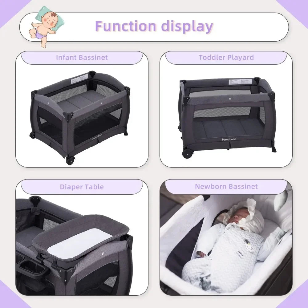 For Baby & Toddler, Bassinet, Mattress, Changing Table for Newborn Deluxe Nursery Center, Foldable Playard