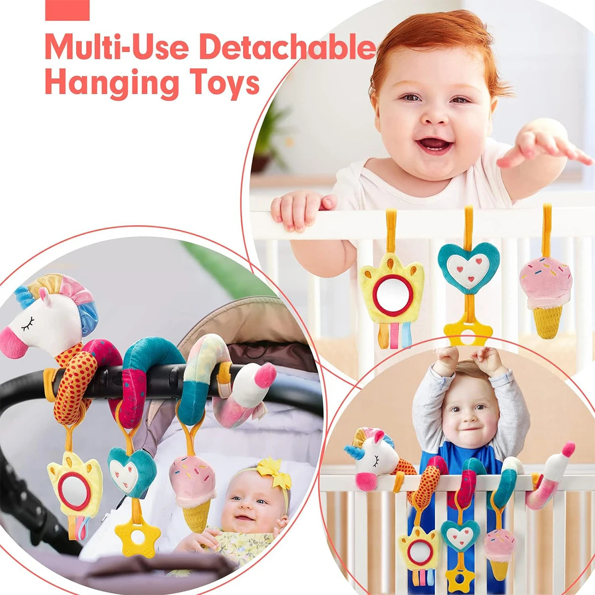 1 Baby Colorful Unicorn Caterpillar Animal Bed Package Bed Hanging Baby Comfortable Toy Safety Seat Comfortable Toy inside Car