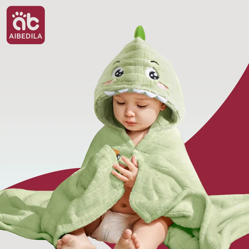 Cute Animal Baby Bath Towel Cartoon Rabbit Dinosaur Infant Towels Blanket with Hood Newborn Bath Wipe Baby Beach Towels