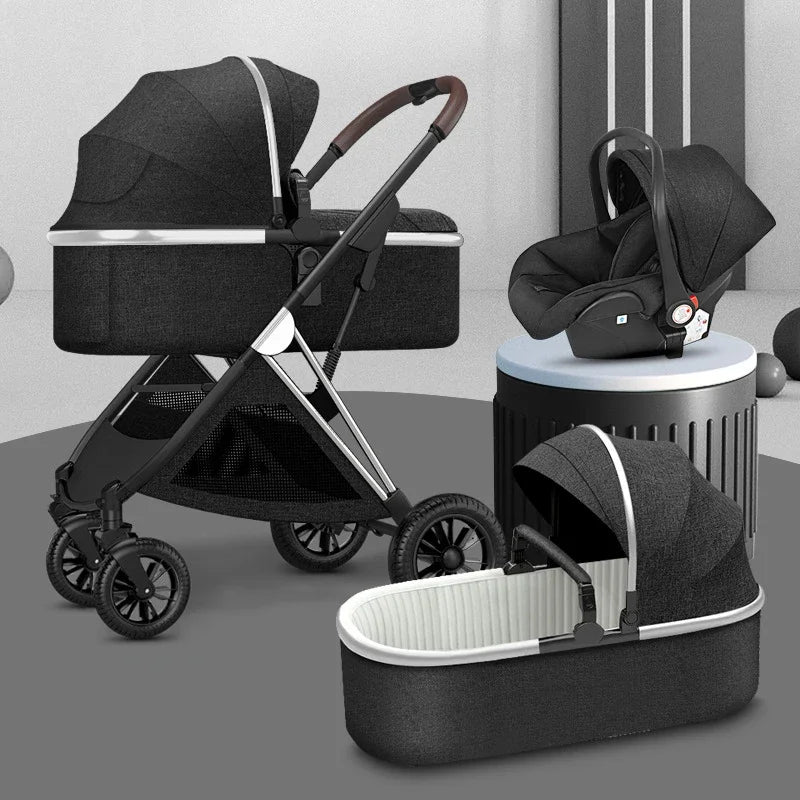 Baby Stroller 3 In1 Baby Cariage Travel Stroller Baby Strollers Car Seat Newbron Pram Travel Folding Stroller High Landscape