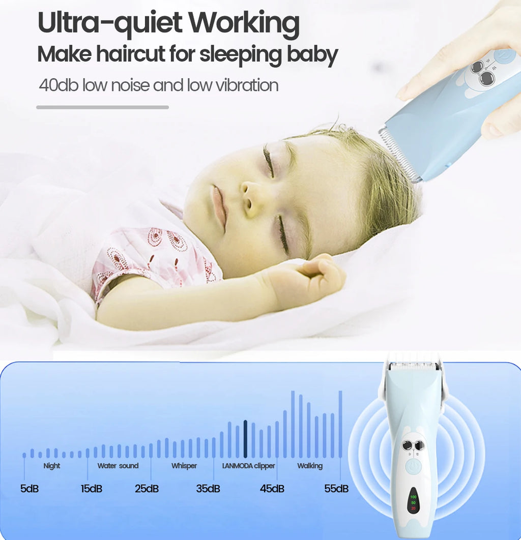 Quiet Baby Hair Clipper Electric Rechargeable Kids Hair Trimmer for Children Grooming Haircut Machine Ceramic Blade Waterproof
