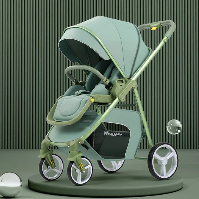 2 in 1 Portable Multifunctional Baby Stroller High Landscape Pram Carriage Basket Baby Carriage Baby Stroller 0 to 3 Years