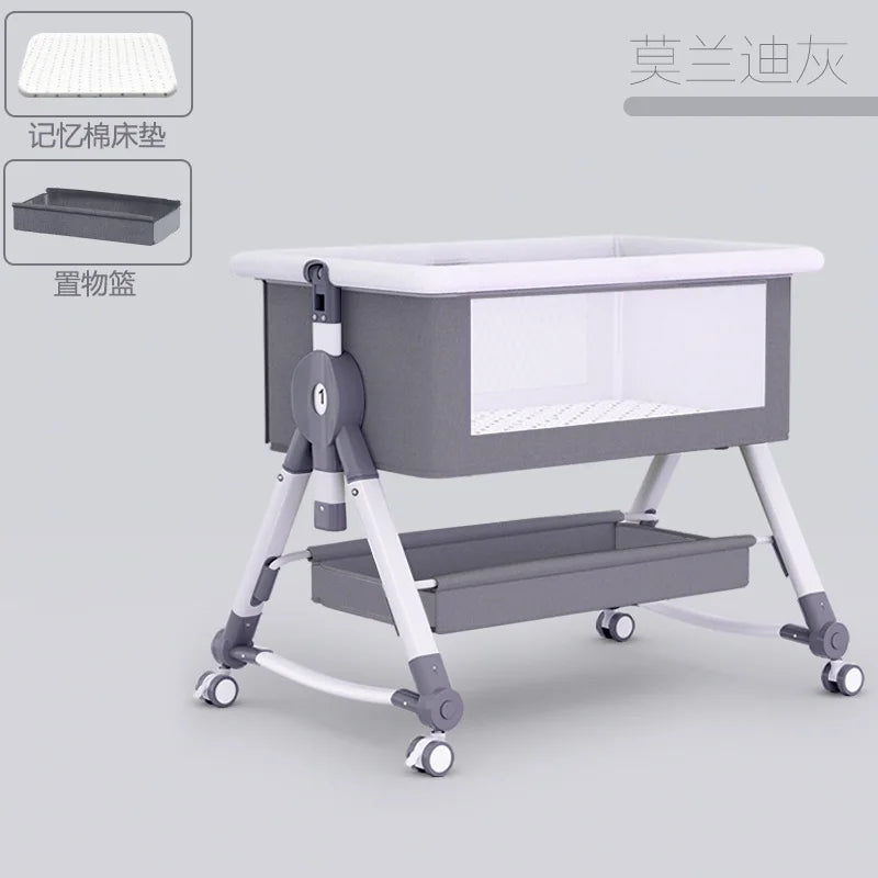 Newborn Bed Splicing Large Bed Baby Rocking Bed Bb Children'S Bed Cradle Bed Multifunctional Movable and Foldable
