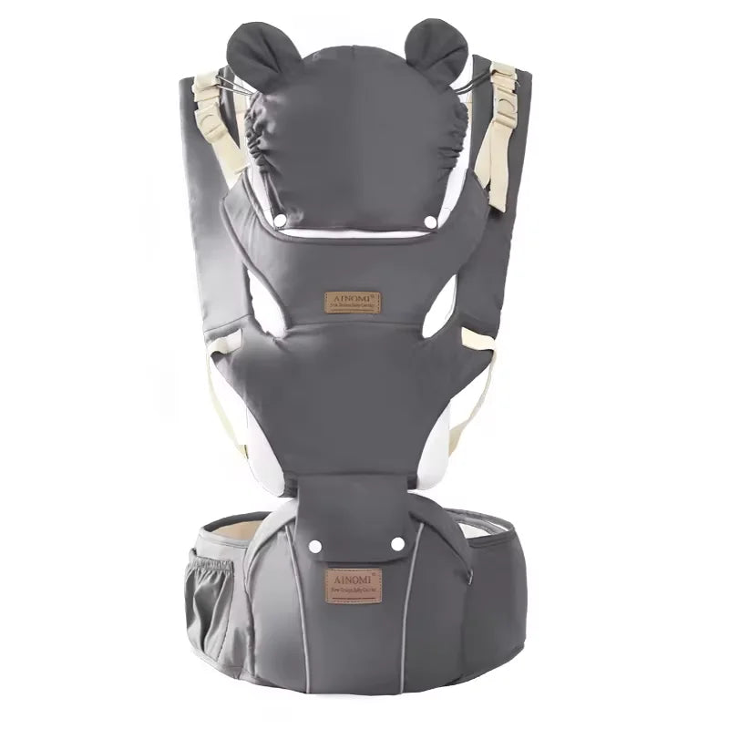 3 in 1 Baby Hipseat Carrier Backpack Straps for Infant Toddler 0-36M Ergonomic with Windproof Hat for Winter Luminous Strips