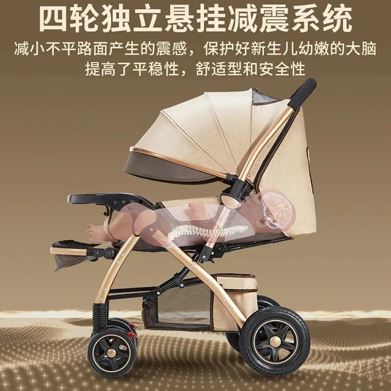 Baby Stroller Lightweight Foldable Easy to Sit Lying down Umbrella Rider Good Four-Wheel High Landscape