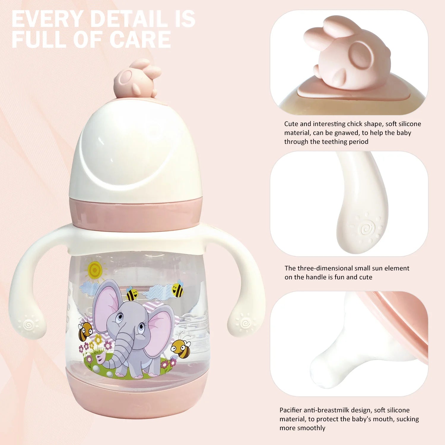 240Ml Newborn Cartoon Bottle, Bpa-Free, Cartoon Shape Baby PP Bottle, Drop-Proof and Leak-Proof Baby Feeding Bottle