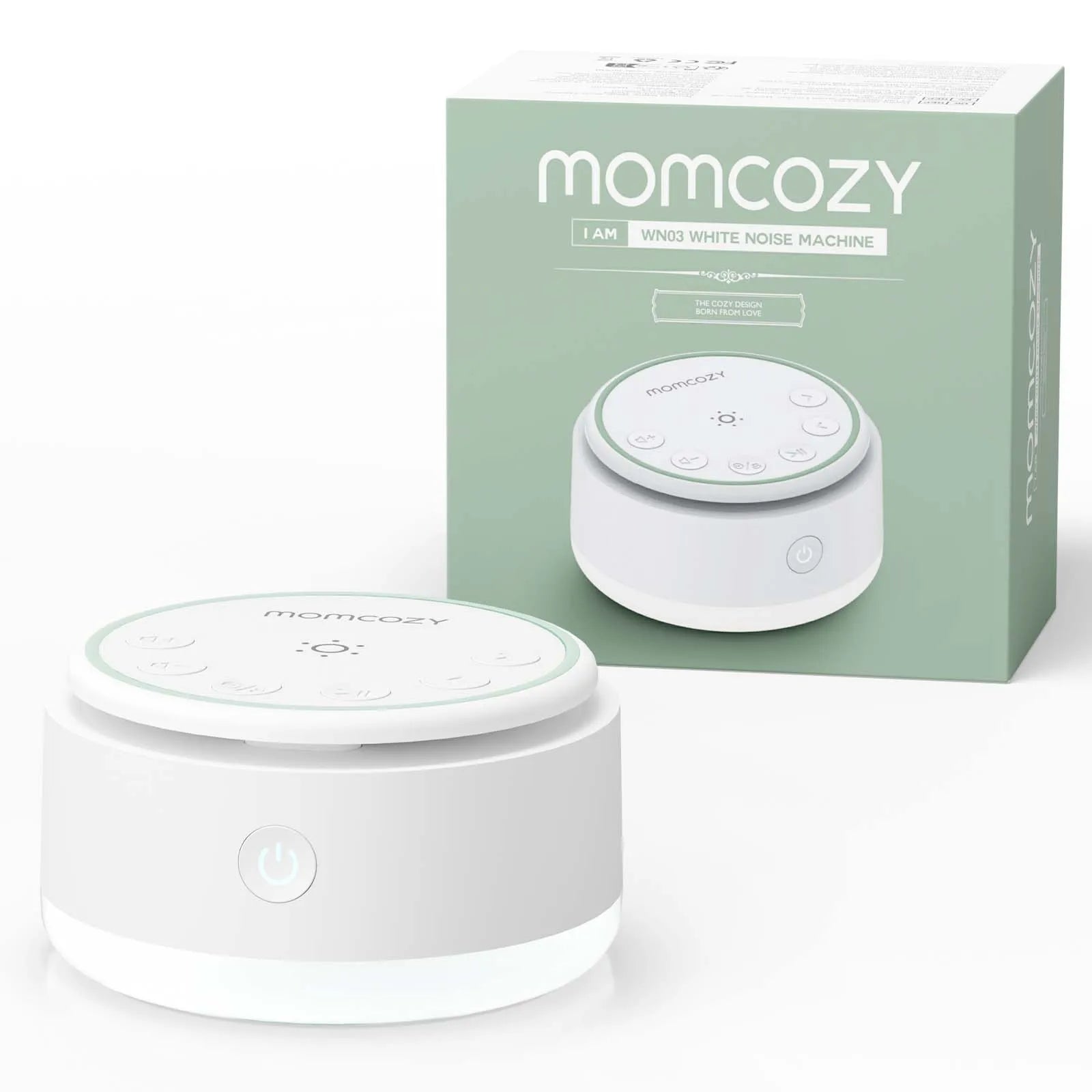 Momcozy Sound Machine for Baby, Portable Rechargeable, 20 Sleep Sounds White Noise Machine with Nursery Night Light, Travel