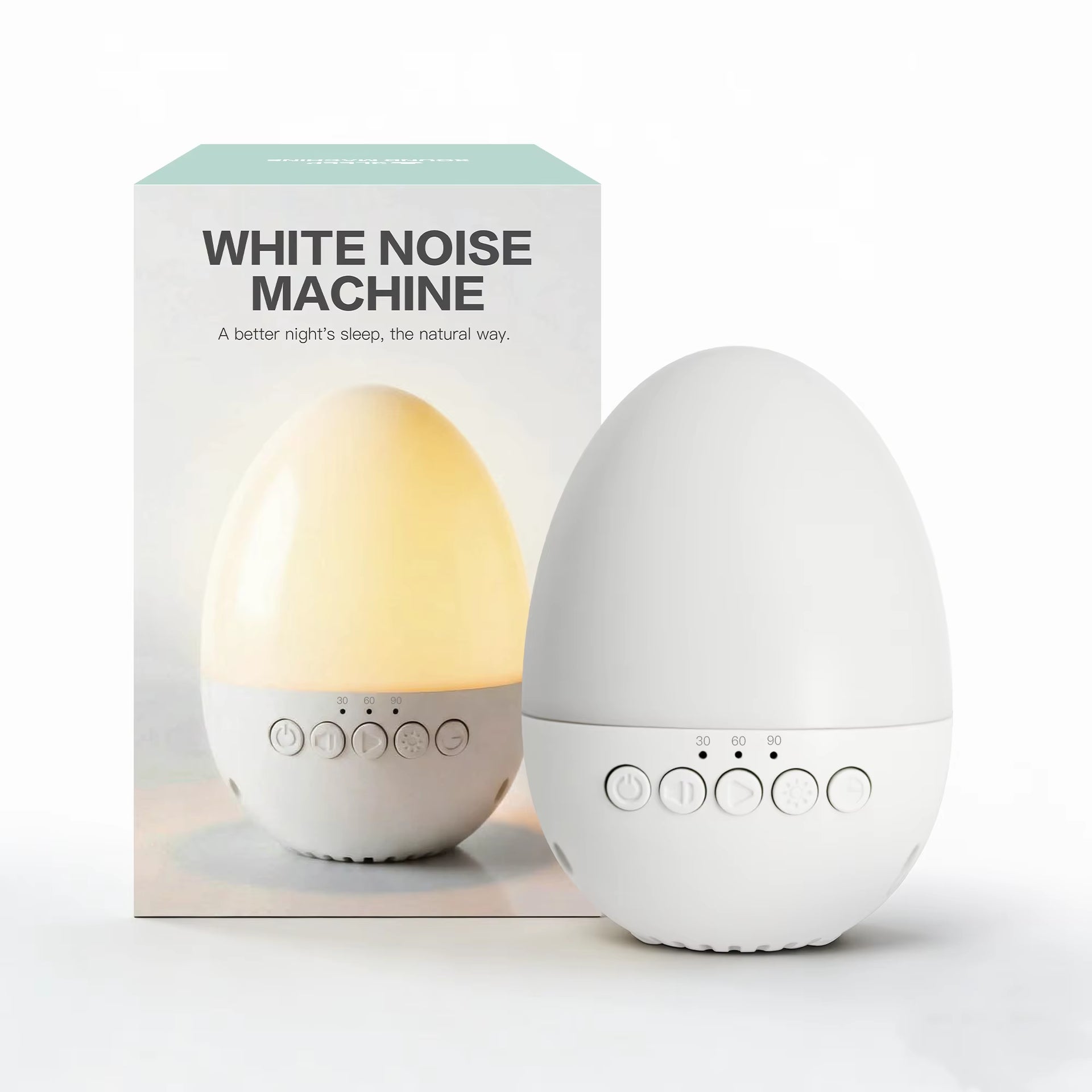 White Noise Machine for Baby with Cry Detection 30 Sounds Night Light Rechargeable Sleep Soother for Nursery Travel Easter Gifts
