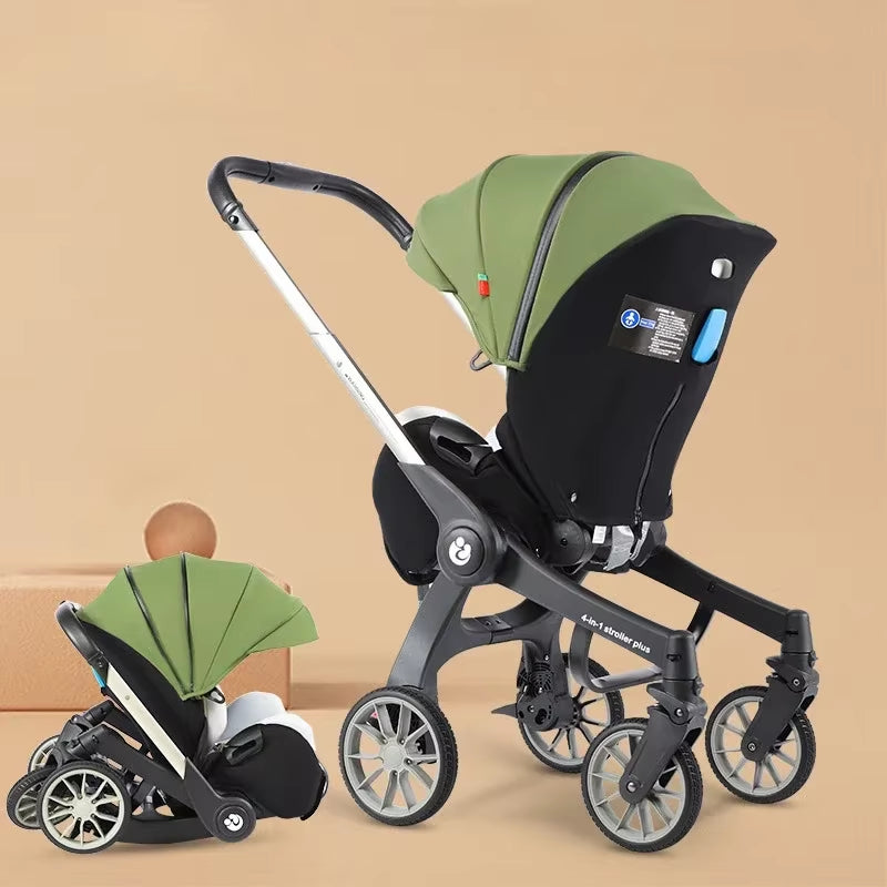 4-In-1 Baby Two-Way Stroller Multifunctional Newborn Baby Stroller 3In1 Foldable Basket Type Seat Baby Carriage