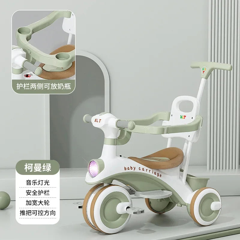 Wooden Walking Cart for Toddlers Three Wheeled Bicycle 1-Year-Old Baby Toy Cart Can Be Used for Sitting Baby Sliding