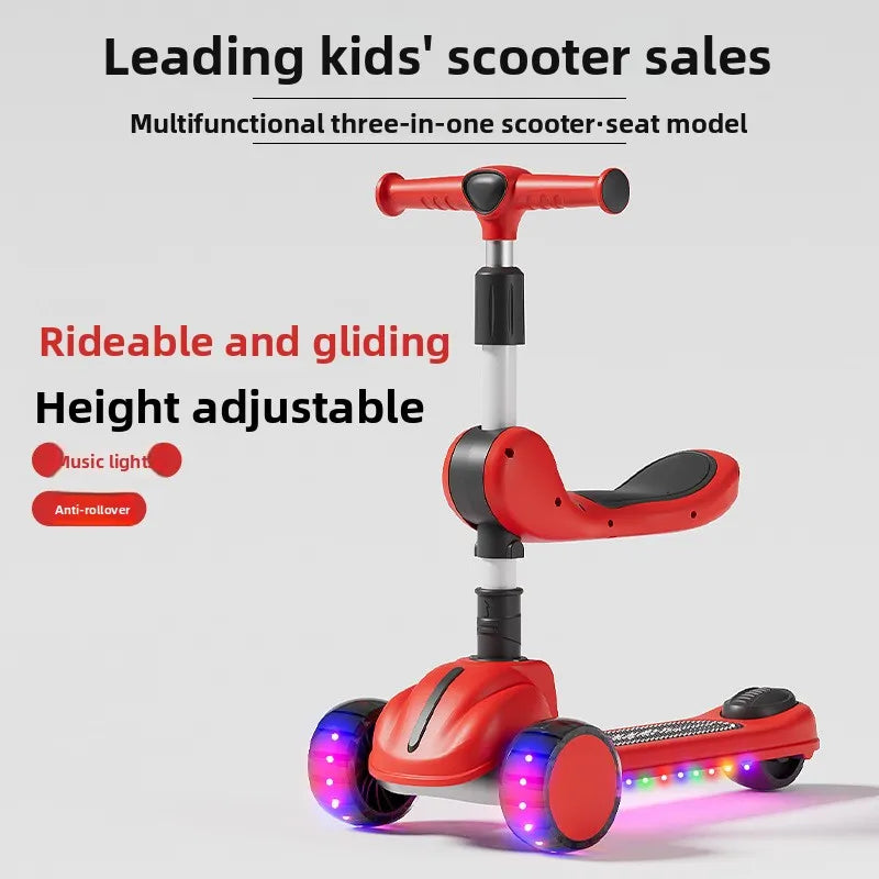 3-In-1 Children'S Scooter: a Scooter for Boys and Girls That Can Be Sat on or Ridden